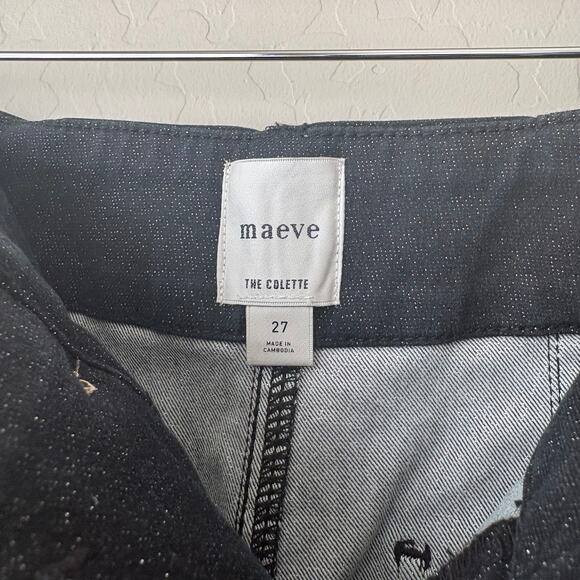 NWT Anthropologie Maeve The Colette Sparkle Black Denim Cropped Wide-Leg Jean 27 - Picture 5 of 10